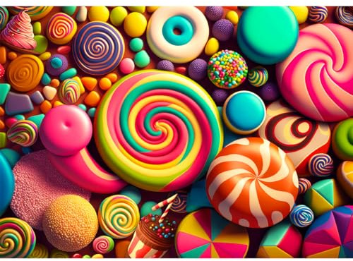 HUADADA Jigsaw Puzzles for Adults 1000 Piece Educational Games 1000 Piece Jigsaw Puzzles for Adults -Colorful Candies