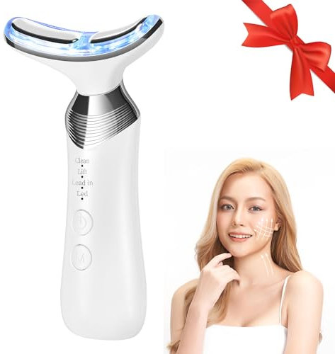 CARER SPARK Gesichtsmassagegerät Gegen Falten, 4-in-1 RF Hals Gesicht Massagegerät Gesichtsformer EMS Schallwellenvibration Licht für Anti-Aging Lifting und Straffung erschlaffter Haut