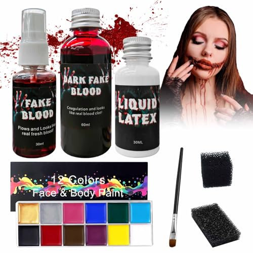 KERANEET Kunstblut Halloween Halloween Schminke Kunstblut Halloween Make Up Blut Kunstblut Auswaschbar Fake Blood Halloween Kunstblut Schminke Vampir für Make up