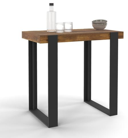 IDMarket - Bar-Hochtisch Phoenix aus dunklem Holz mit Alt- und Schwarzeffekt 90 cm