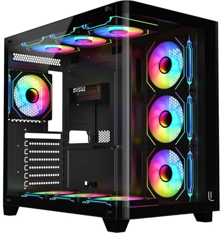 Boîtier PC Nova SR-83 Black – 7 Ventilateurs ARGB, Contrôleur 10 Ventilateurs Inclus, USB 3.0/2.0, Carte Graphique 410 mm, Refroidisseur CPU 160 mm, 2 HDD/2 SSD, Compatible ATX/M-ATX/ITX.