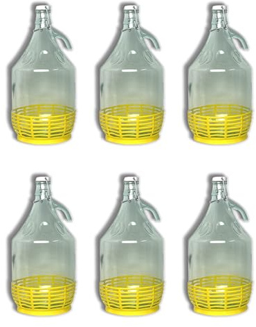 FERROELETTRA Damigiana Vetro 5 Litri - Bottiglione con Chiusura Meccanica Ermetica Con Guarnizione Dama per Olio - Contenitore Olio 5 Litri - Damigiane e Bottiglioni per Prodotti Alimentari (6 Pezzi)