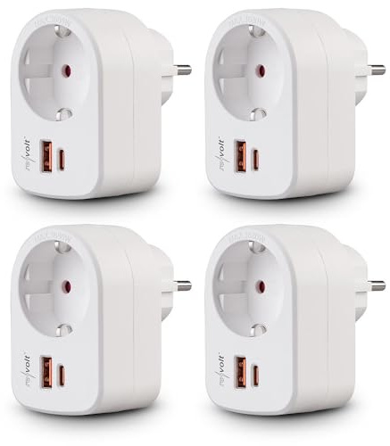 revolt Aufputz-Steckdosen innen: 4er-Set 3in1-Steckdose, USB-C PD 30 W, USB-A mit QC 3.0 30 W, 230 Volt (Netzteile Schnell, Schnellladegerät Mehrfach)