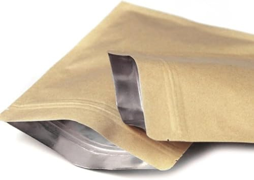 WACCOMT Pack kraftpapper återförslutningsbara Mylar-påsar 5,51 mil tjock dragkedja stängning värme förseglad aluminiumfolie påse för förvaring av livsmedel (50, 10 x 15 cm (3,9 x 5,9 tum))