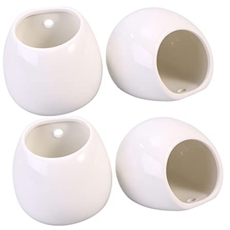 Yardwe 4pcs Wall-mounted Flower Pots Hanging Planters for Indoor and Outdoor Decor Space-saving Flower Containers for Succulents and Plants Quality Ceramic Design