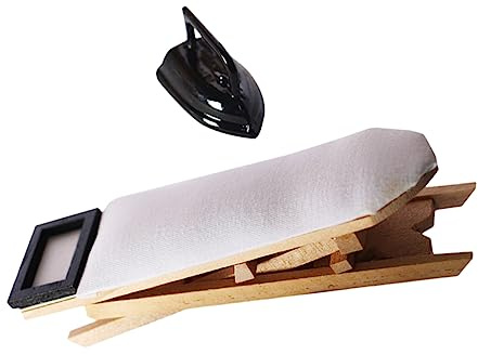 BRIGHTFUFU 1set Mini House Ironing Table Decor Scene Model Clothes Iron and Ironing Board Creative Toy for Boys and Girls and Photography Materials for Use
