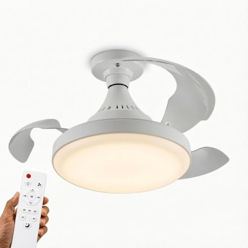 Planetitaly Lampadina E27 2 in 1 lampada dimmerabile LED 19W CCT da 3000K a 6500K ventilatore 3 velocità con telecomando luce per camera da letto, cucina, ufficio, soggiorno, 230V diametro 420mm