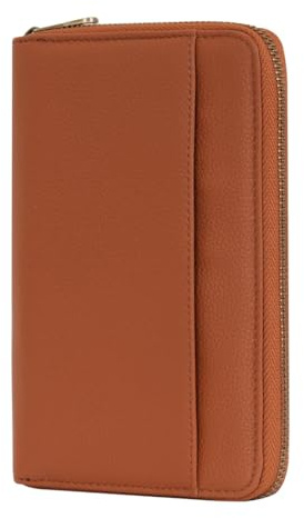 WASON Portafoglio Passaporto da Viaggio in Pelle con Cerniera Protezione RFID, Custodia Passaporto con Scomparti per Carte, Contanti, Carta d'Identità, Carta d'Imbarco e Biglietti (Marrone)