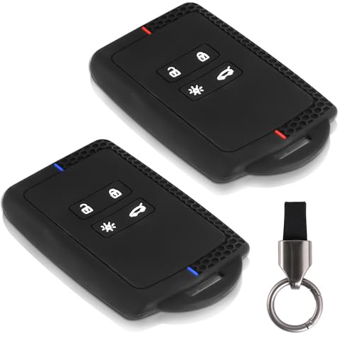 2 Stück Autoschlüssel Hülle für Renault Clio Megane Koleos Kadjar Kangoo Twingo Talisman Captur Espace Dacia Duster - Silikon Schlüssel Hülle mit Schlüsselanhänger - 4 Tasten