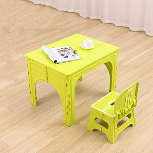 Kindertisch Und Stühle Klappbar, Faltbarer Tragbarer Aktivitätstisch Für Kleinkinder, Kunststofftisch Und Stühle Für Jungen Und Mädchen, Green, 1 Chair
