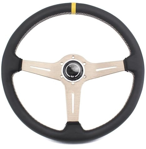IBNA Volante de Carreras Volante De Competición Universal De Cuero De Gran Diámetro 15 Pulgadas Y 380 Mm(B)