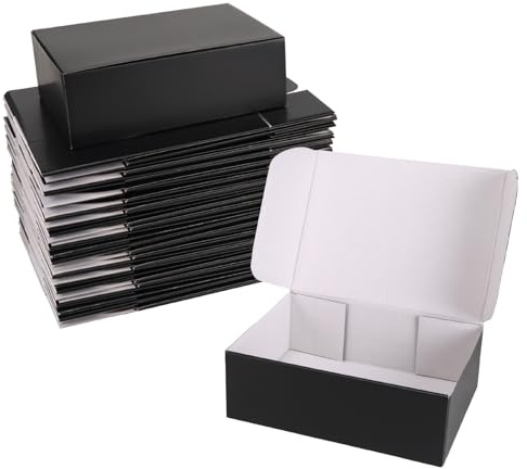 Wtrgas Black 12x9x4 Shipping Boxes Set of 25, Corrugated Cardboard Mailer Boxes for Small Business Shipping, for Modern Business Packaging, Mailing, and Storage