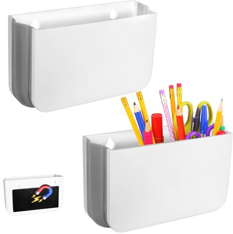 2 Stück Magnetischer Stiftehalter Faltbarer Magnetischer Stiftehalter Weiß | Magnetischer Stifthalter Whiteboard Stiftehalter Magnetisch Whiteboard Zubehör für Kühlschrank, Schließfach, Schule, Büro