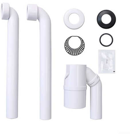 Sifone per lavabo, sifone salvaspazio G1-1/4 di pollice con guarnizione dell'acqua da 70 mm, 32 mm, in polipropilene, inodore, per installazione compatta del bagno (45°)