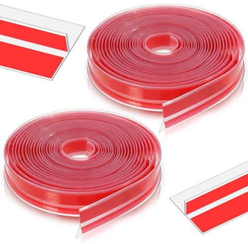 IMengjbang 1.37 in x 40 Ft T-Shaped Door Draft Stopper, Silicone Seal Strip for Windows Gaps, Weather Stripping Seal Strip Shower Sweep, Door Seal Tape for Blocks Cold Drafts and Reduces Noise, Clear