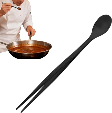 Cucchiaio da degustazione, in acciaio inox resistente, cucchiaio da degustazione con manico lungo con pinzette, per gli appassionati di cottura e professionisti della preparazione di pasti, ristoranti