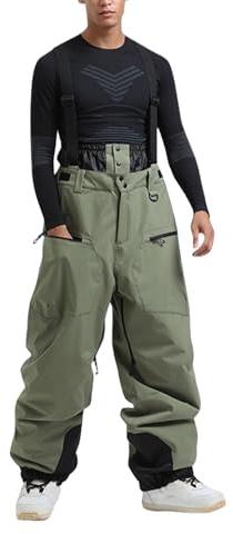 Generisch Skihose Herren Gefüttert mit Träger Baggy Schneehose Winter Warm Dicke Wasserdicht Snowboardhose Thermo Latzhose Herren Winterhose Warm Outdoorhose mit Hosenträger Ski Hosen für Männer