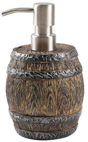 Dispenser di sapone a secchiello in legno, stile vintage, bottiglia liquida a pressione, dispenser in resina da 400 ml, per cucina, bagno, casa rustica, idea regalo, per esterni, sapone per le mani