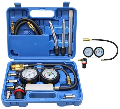 Kompressionstester für Benzin Motor Zylinder Leck Tester Kit, Druckverlust Leck Tester mit Verlängerungsstange, Kompressionsmesser Motortester für Druckprüfung Leckrate Test (0-100PSI)