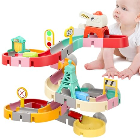 Babyvattenbollsspår – interaktiv sugkopp | skjutleksaker – roterande vattenspel för åldrarna 4–8 år, sommarbadrumsspel, roligt pussel