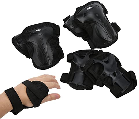 Changor Kit de Equipo de Protección para Monopatín, Juego de Rodilleras, Coderas y Muñequeras para Adultos, 6 Piezas, para Deportes Extremos
