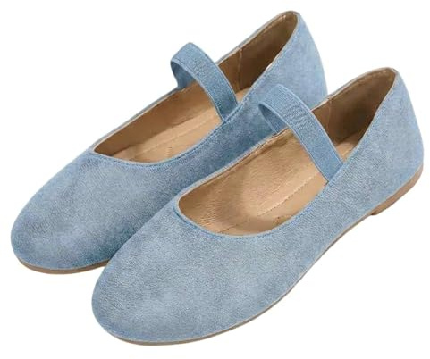 Generisch Mary Jane - Scarpe basse da donna con piedi larghi in pelle scamosciata, ballerine con punta rotonda, mocassini larghi, eleganti scarpe da sposa, scarpe tradizionali, suola morbida, scarpe