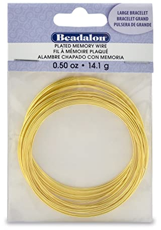 Beadalon - Bracciale in filo di memoria placcato oro, 1/56,7 g/pkg, circa 30 anelli