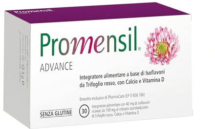 NAMED Promensil Advance Integratori Menopausa Naturali | Isoflavoni da Trifoglio Rosso con Calcio e Vitamina D | Supporto per Menopausa e Premenopausa | Vampate, Umore, Sonno, Ossa | 30 Compresse