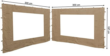 QUICK STAR 2 Seitenteile mit PE Fenster für Pavillon 3x3m Seitenwand Sand
