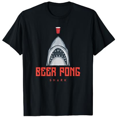 Beer Pong Bierpong tshirt Shark Hai Becher Trinkspiel lustig