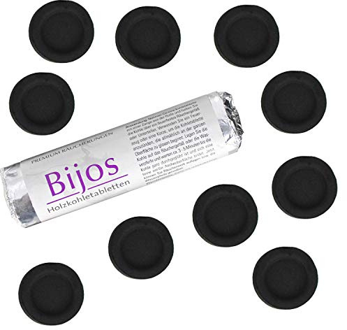 Bijos Pastilles de Charbon de Bois de 50 mm de qualité supérieure en Bois de Bambou à allumage Rapide Accessoire de Fumage