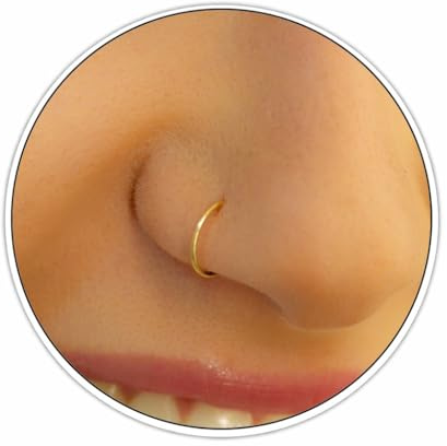 Nasenpiercing gold – Dünner Nasenring 22G 7mm – Handgemachter Nasenpiercing Ring Gold – Gefüllt Nostril Piercing Schmuck für Frauen – Nose Ring Elegant