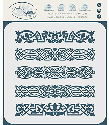 Keltische Clip Schablone 15 x 16,5 cm (S) - Irische Kelten Wikinger Haarspange Knotwork Design Gewebt Ethno Geflochten Schutz Knoten Schablonen für Malerei Vorlage
