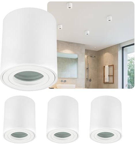 Sweet Led Aufbauspot GU10 IP44 rund weiß matt -Aufbaustrahler 4er Set Bad Feuchtraum geeignet -Spots Deckenleuchte aus Aluminium 230V - Deckenspots Aufputz ohne Leuchtmittel