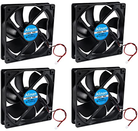 Alinan 4pcs 12025 24V Fan 120x120x25mm 2-pin Sleeve Bearing Brushless DC Cooling Fan 3D Printer Cooling Fan Computer Fan
