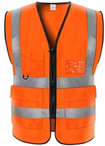 Habrur Sicherheitsweste Warnweste Warnschutzweste Konstruktionsreflexionsanzug, Hohe Sichtsicherheitsreflexionsweste Niedriges Stretchgarn Mit Taschen Und Reißverschluss Overalls Reflektorweste