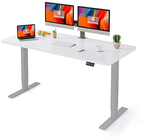 MAIDeSITe Höhenverstellbarer Schreibtisch 160 x 80 cm - Schreibtisch Höhenverstellbar Elektrisch mit 4 LED Memory-Steuerung - Sitz & Stehpult -Schreibtisch Höhenverstellbar mit Tischplatte (S1 Pro)