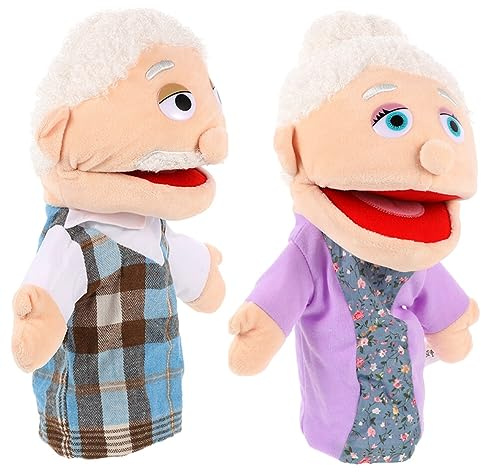 NUOBESTY Marionetas De Mano para Niños Figuras Educativas Y Decorativas De Abuelos Juego Creativo 11.81X10.23X5.90 Pulgadas Juguete De Mano Realista para Desarrollo Comunicativo