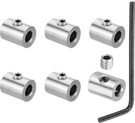 PATIKIL Abrazadera de Cable 6mm Agujero Alambre Cuerda Clips Juego 6uds 304 Inoxidable Acero Único Agujero Bloqueo Cable Abrazaderas Clip con M5 Hexagonal Tornillo Llave para Cable Plata