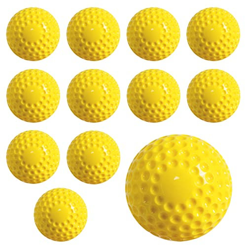 Forcebucket Gelbe Noppen-Softbälle, 30,5 cm, für drinnen und draußen, Schlag- und Feldübungen, Schaumstoffsport, 12 Stück
