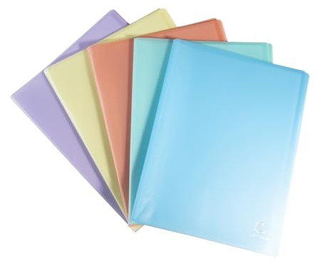 Exacompta - Ref. 88370E - Förpackning med 5 Chromaline pastell-dokumentfodral, 30 kristallfodral – 60 sidor – för A4 – mått 24 x 32 cm – genomskinligt återvunnet polypropylenskydd – 5