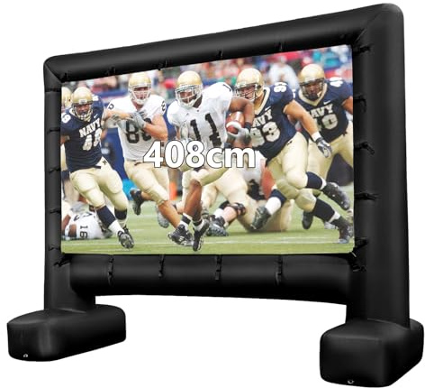 COSTWAY Pantalla Inflable para Proyector 16:9, Soplador de Aire, Pantalla de Proyector de Cine Inflable Proyección Frontal y Trasera, Bolsa Transporte, para Exterior, Cine en casa, Fiesta, 257x144 cm