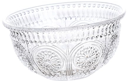 Zerodeko Bol en Verre Gaufré Rétro Soleil pour Dessert et Salade | Verre, Usage Multifonction Cuisine et Fruits, Décoratif pour Hôtels et Restaurants