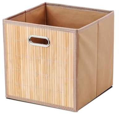 GREATOYAR Caja de Almacenamiento de Bambú, Cestos Almacenamiento Bambú Natural, Cubo de Almacenamiento Plegables, Caja de Juguetes Plegables, Caja de Organización, 31x31x31cm, 1 Unidad
