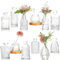 Avmvnvc Jarrones 12 Set, Pequeño Jarrón de Cristal Vintage Mini Jarrones Decoración Set Diferentes Tamaños Florero para Decoraciones de Boda Transparente, Mesa Decoración Centros de Mesa