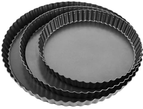 GBACHOOSE 3 moldes para tartas con base elevadora, antiadherente, 22/26/30 cm, acero al carbono para tartas y tartas