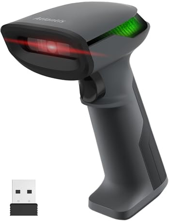 Atlantis professioneller kabelloser 1D/2D-Barcode Scanner 1D/2D Profi 60fps | 640×480-Sensor, liest von Smartphone/Display und Pharma-Codes, USB, Kurzanleitung, Art. A08-LD230P-2D-W