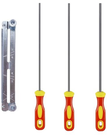 3 Stück Kettensägefeile, Kettensäge Rundfeile, Feilen Set Mit Griff und Aktenhalter, Gibt es 3 Größen von 4.0 mm,4.8 mm,5.5 mm, für Kettensägen