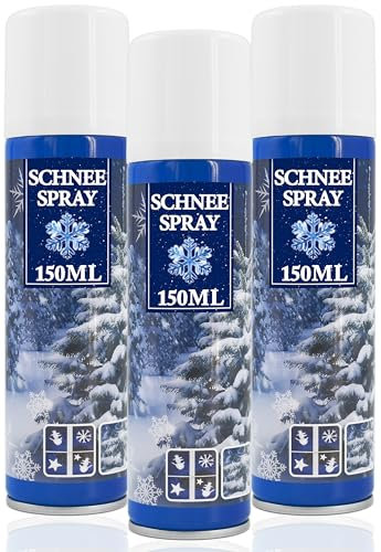 Stephans Möbelbörse Kunstschnee - Spraydose mit Dekoschnee - Schneespray zum Dekorieren zu Weihnachten - Sprühschnee Snowspray Fensterspray Schnee Spray Deko Schnee (3er Set, 150ml/ je Dose)