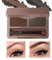 Lilbitty Palette de poudre à sourcils 3 couleurs, imperméable et résistante à la transpiration, facile à utiliser avec miroir intégré et mini pinceau, végétalien et doux pour la peau